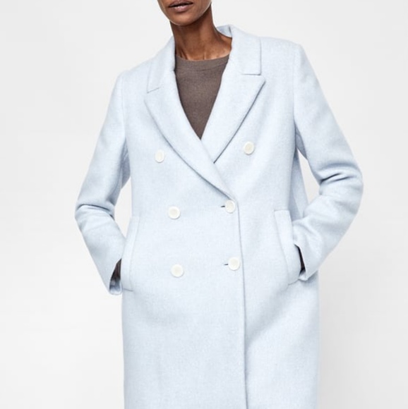 Zara Jackets & Blazers - Zara basics collection baby blue coat size S.